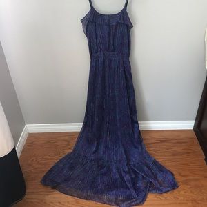Express Sapphire & Plum Maxi Gold Thread Detail S